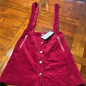 LDYP Wear - Red Corduroy Overalls Skirt from Boutique new with tags